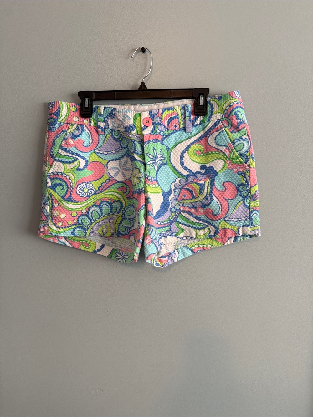 Lilly Pulitzer Pastel Paisley Cotton Shorts - Pink, Blue, Green